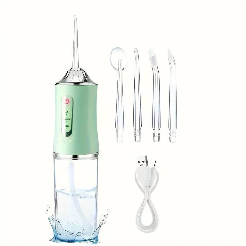 כלי ניקוי שיניים ניידים מסוג USB 200ML 4 חרירים סוכני ניקוי פה לפה