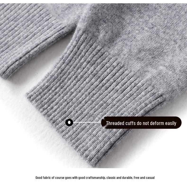 Men's 100% Pure Wool Crew Neck Sweater - Medium Thickness, Solid Color Knitwear for Autumn and Winter Warmth