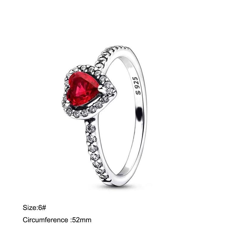 New 925 Silver Charm Sparkling Red Heart Halo Bead Fit Red Heart Necklace For Women G Ift Fine Jewelry Diy