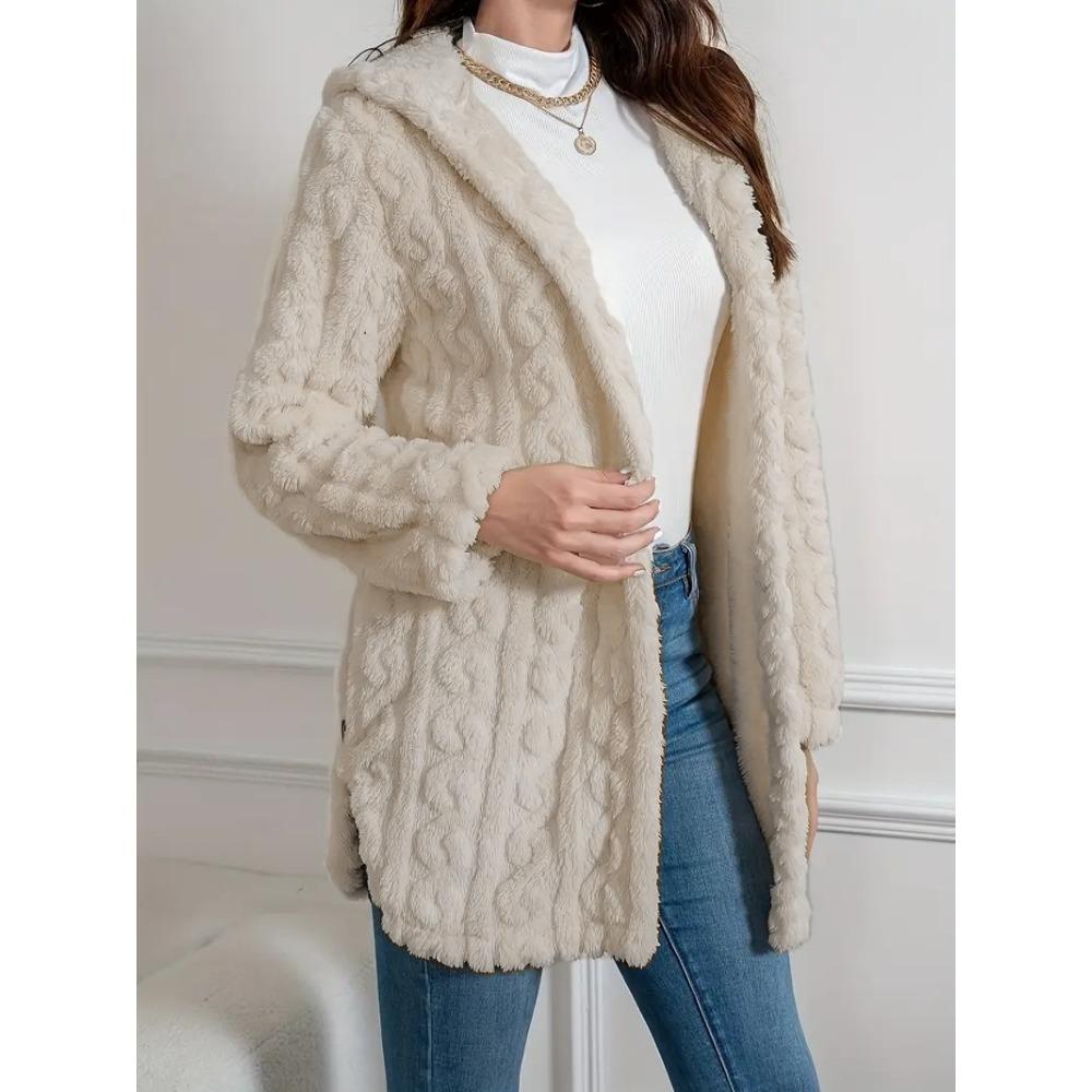 Women's Hooded Long Sleeve Cardigan Regular Fit Urban Style Fleece Coat Casual Jacket