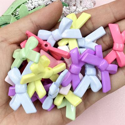 High Quality DIY Jewelry Accessories Charms Loose Beads Acrylic 50pcs Colorful Solid Bow 20.4*34.2mm For Bracelet Necklace Making Fashion