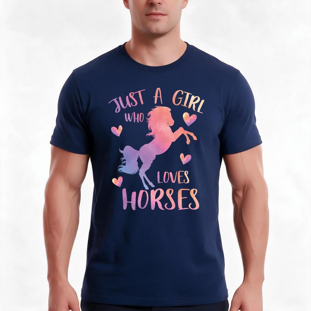 Just A Girl Who Loves Horses TShirt Summer Casual Cotton Tee Oversized Streetwear Tops Vintage Graphic Print 100 Cotton