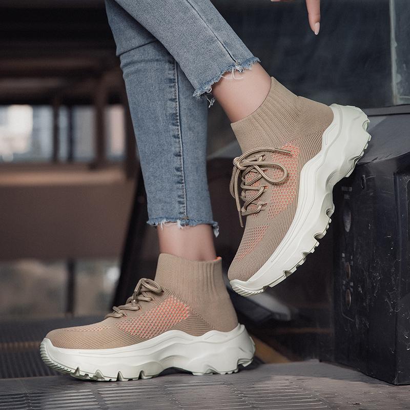 2025 Fashion Women's Sports Shoes Lace Up Socks Shoes Platform Sneakers Casual Shoes zapatillas deportivas mujer Plus Size 35-46