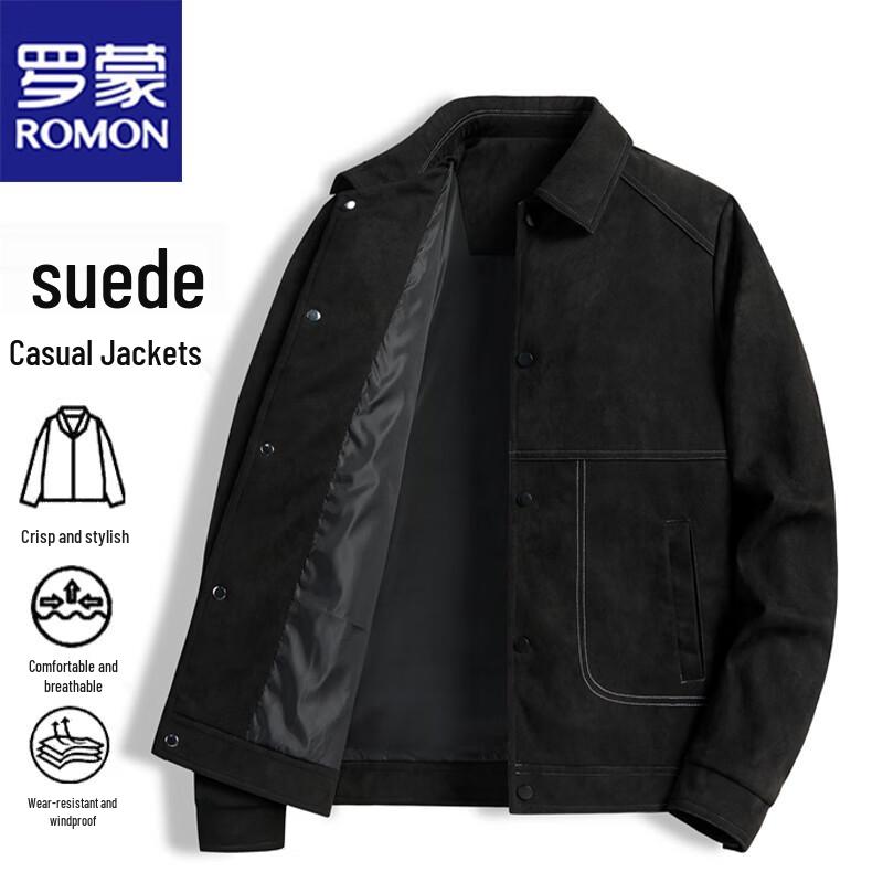 

Romon Men s Suede Casual Jacket XL