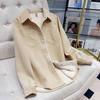 Padded Shirt Women Coat Winter Thickened Casual Velvet Solid Color Long-sleeved Shirt Jacket