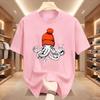 Octopus Orange Knitted Hat Cotton T-shirt Japanese Printed T-shirt Casual Cotton Short Sleeve T-shirt Unisex T-shirt