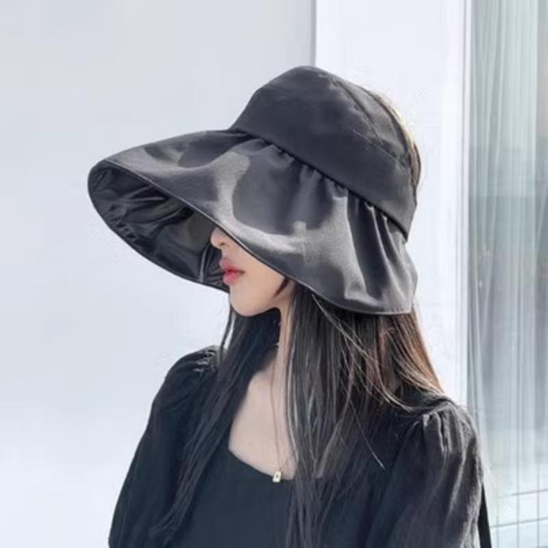Vinyl empty top sunscreen hat Genuine sunscreen bucket hat Women's empty top vinyl eaves UV protection sun hat