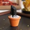 1PC Natural Crystal Stones Set Mini Clay Pot Base Amethyst Quartz Healing Gemstones Potted Plant Style Feng Shui Home Decor