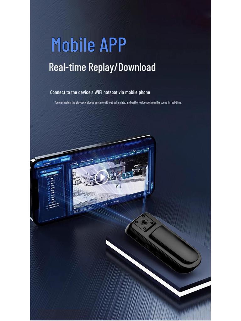 Câmera WiFi com Clipe Traseiro e Gravador de Voz - Redução de Ruído Móvel/Reunião, Vídeo Anti-Vibração para Animais de Estimação/Esportes, Captura de Foto e Áudio.