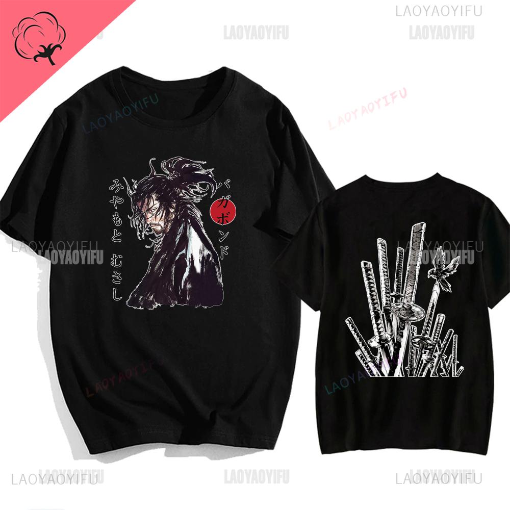 Japanisches Vintage Anime Vagabond Grafik T-Shirt Mann Frau Harajuku Schlage heftig Streetwear T-Shirt Baumwolle Cartoon Kurzarm