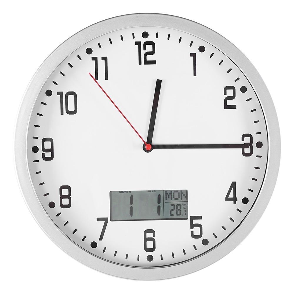White Temperature Display Wall Timepiece Bedroom Mounted Time Display