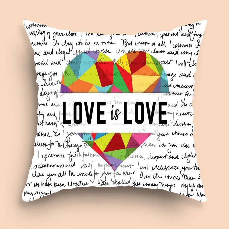 Home Decor Party Gifts Valentine's Day Rainbow Love Pillowcase Sofa Cushion Cover