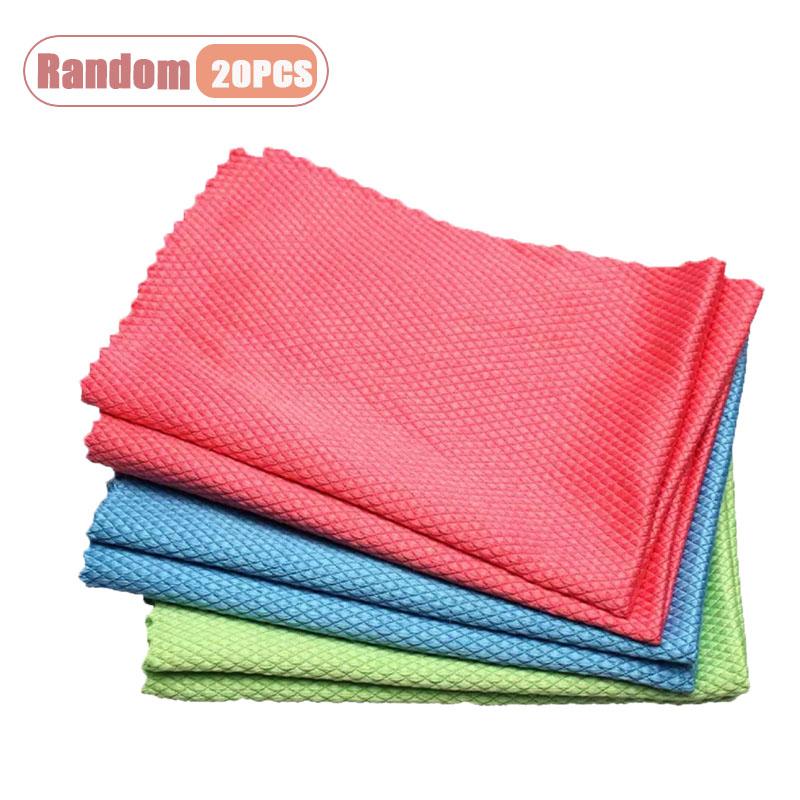 Fish Scale High Absorbency Cloth Lint Free Streak Kitchen Cleaning Towel Reusable Dishcloth for Glass Mirror Stainless Steel
