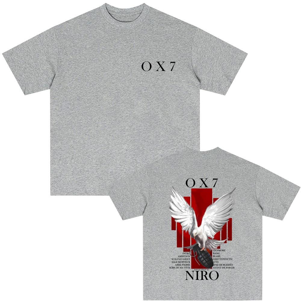 Rapper Niro OX7 Album T-shirt Men Women Hip Hop Fashion Pop Music Streetwear Unisex Vintage Casual Oversized Crewneck T Shirts