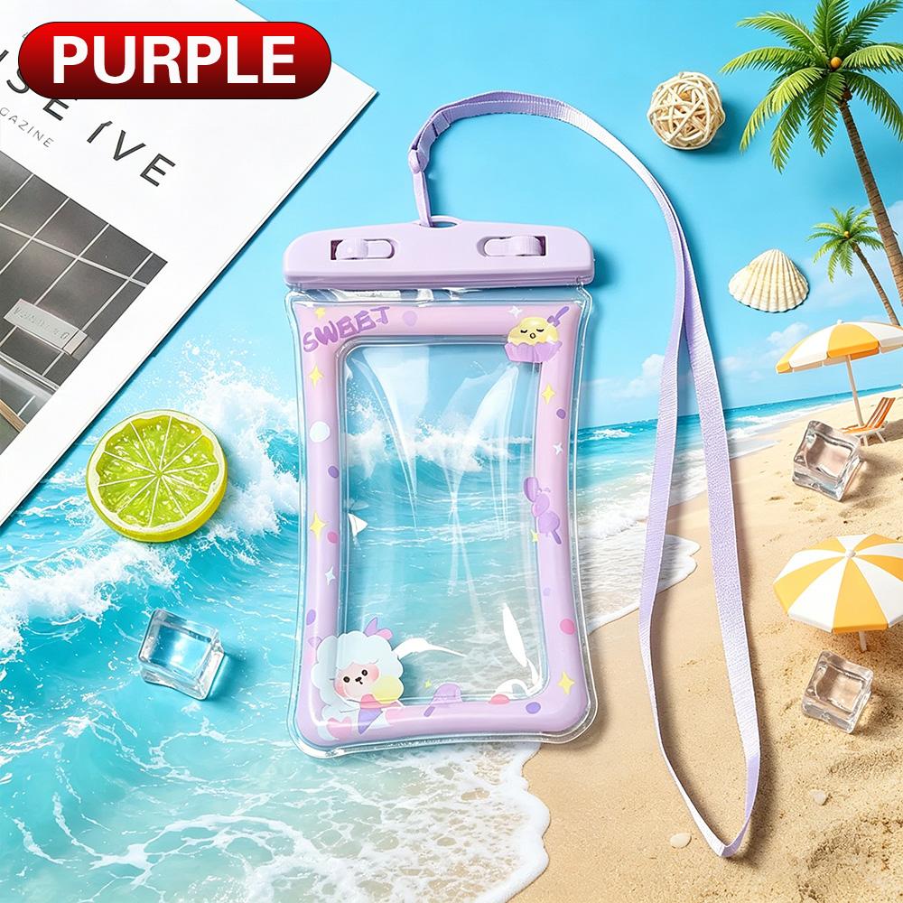 Waterproof Floating Phone Pouch Touch Screen Underwater Photography Dry Bag Cartoon Design with Lanyard for Beach Swim Dive Drif
