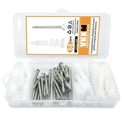 66Pcs Self Drilling Expansion Screw Set, Wall Blocking, Self Drilling, Screw Sleeve, Drywall Anchor
