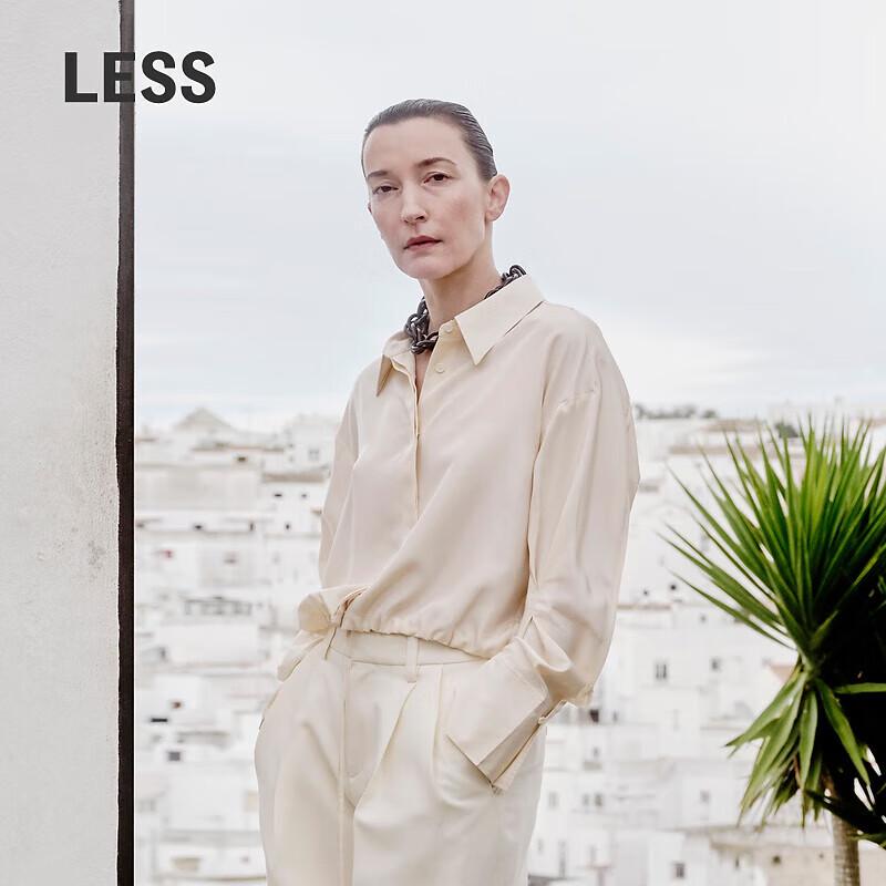 LESS Women s 100% Mulberry Silk Casual Button-Up Shirt XL