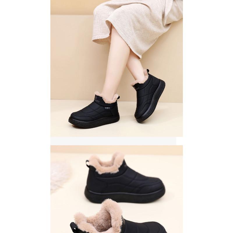 Shoes: Women's New Fleece Warm Snow Boots in Winter, Casual, Comfortable, Non-slip, One-foot Mom Shoes
