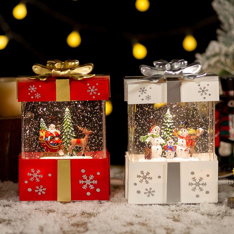 Weihnachtsdekoration Geschenkbox Kristallkugel Automatische Schneefall Spieluhr Weihnachtsgeschenk Weihnachtsmann Nachtlicht