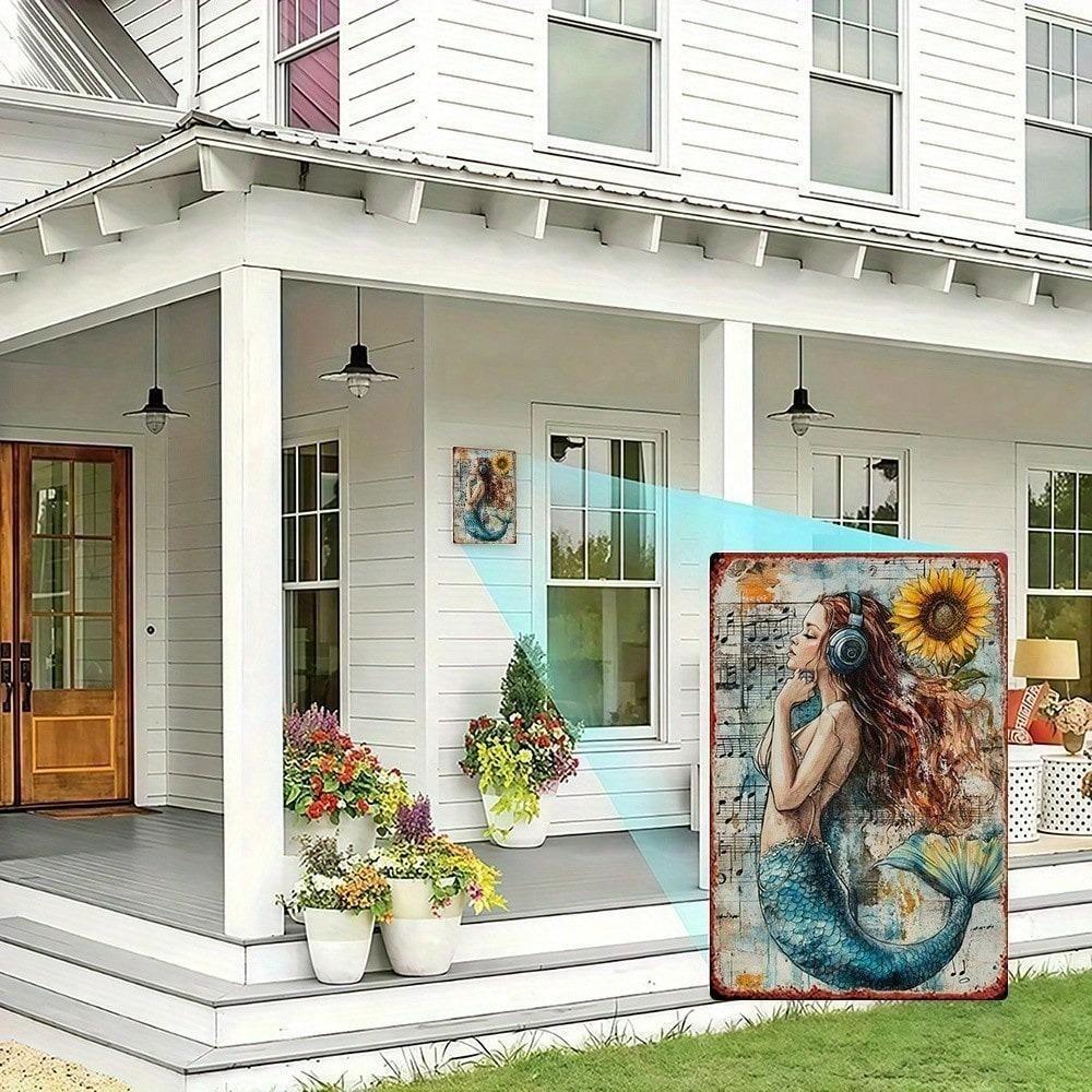 Vintage Tin Sign Wall Decor Retro Mermaid Sunflower Music Pub Man Cave