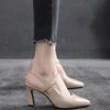 High Heel Pointed Sandals Women's New Thick Heel Medium Heel with Bag Head Fashion Women's Shoes Versatile
