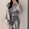 Spring and Autumn Casual Long-sleeved Short Round Neck Pullover Sweatshirt