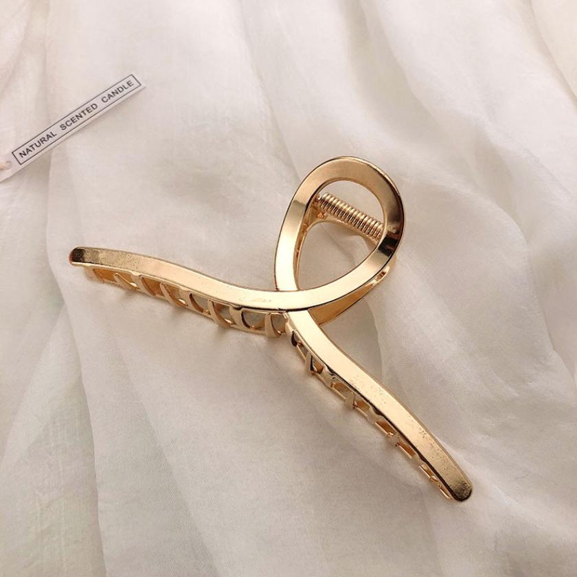 Fashion Large Metal Hair Claw For Women Gold Silver Color Cross Crab Hair Clip Korean Elegant Hairpin Girl Hair Accessories