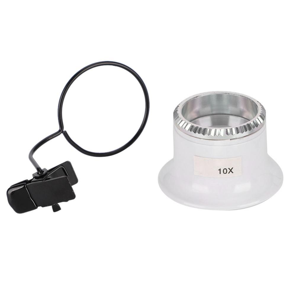 10X Magnification Clip on Watch Magnifying Glasses Smooth Surface Rounded Edges Watch Repair Magnifier White Jewelry Tool