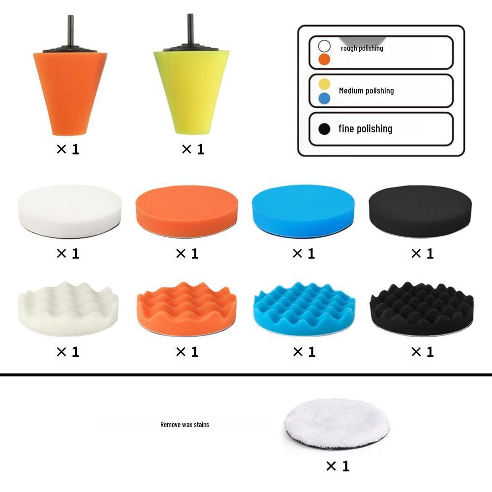 14-Piece 125mm Foam Polishing Pad Set with Backing Plate & Wool Pad for RO/DA/GA Car Polishing