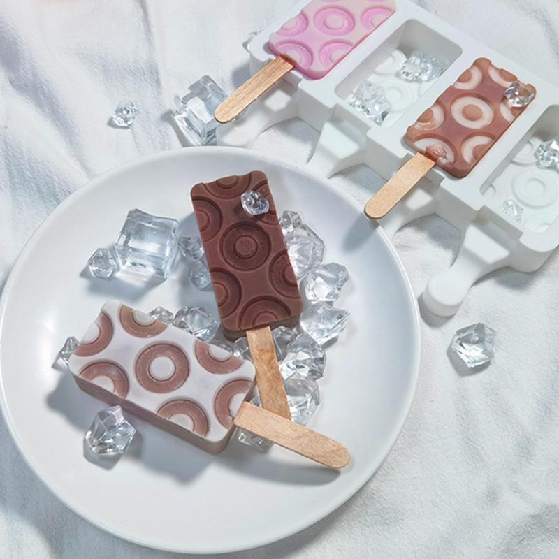 Ices Stick Ices Cream Mold Tray Ices Cubes Making Tool Circle Pattern Silicone Popsicles Mold Baby Food Ices Maker