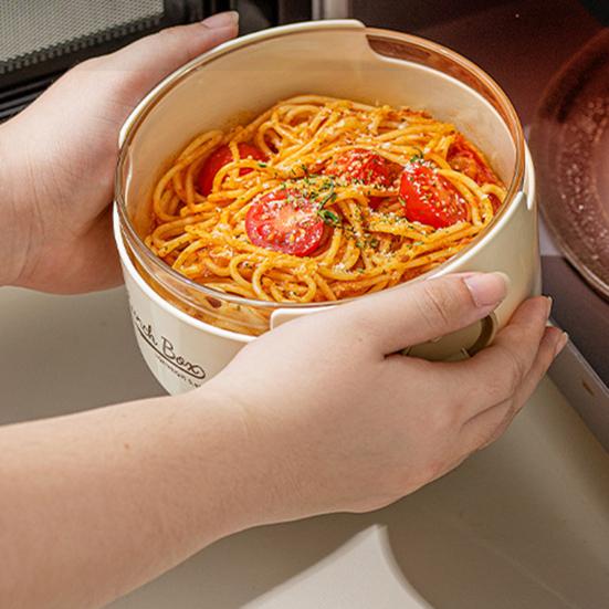 800ML Round Glass Lunch Box with Leakproof Lid Food Grade Dishwasher Microwave Freezer Safe Students Kids Adults Bento Food Snake Container