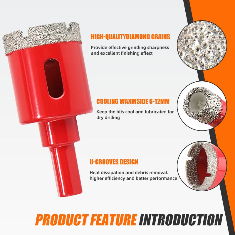 12Pcs Diamond Coated Drill Bits Set 6-35mm Hole Saw Kit for Glass Marble Granite Stone Tile Ceramic - Hand Tools