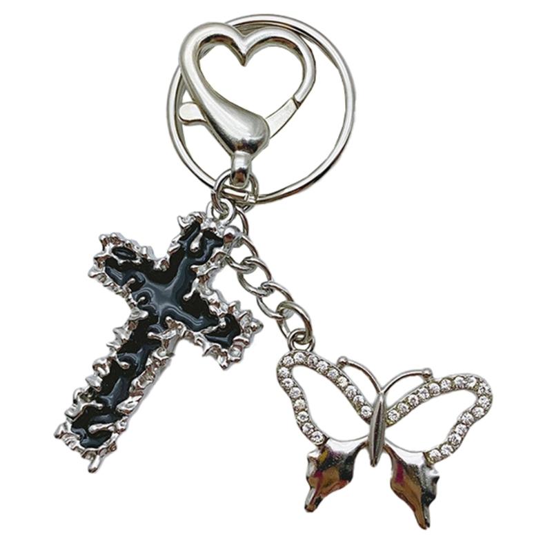 Thorn Crucifix Keychain for Women Stylish Butterfly Keyrings for Fashion Lovers 1