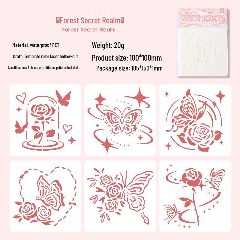 Yuezhen Hand-Painted Forest Garden Stencil - Hollow-Out PET Spray Paint Template