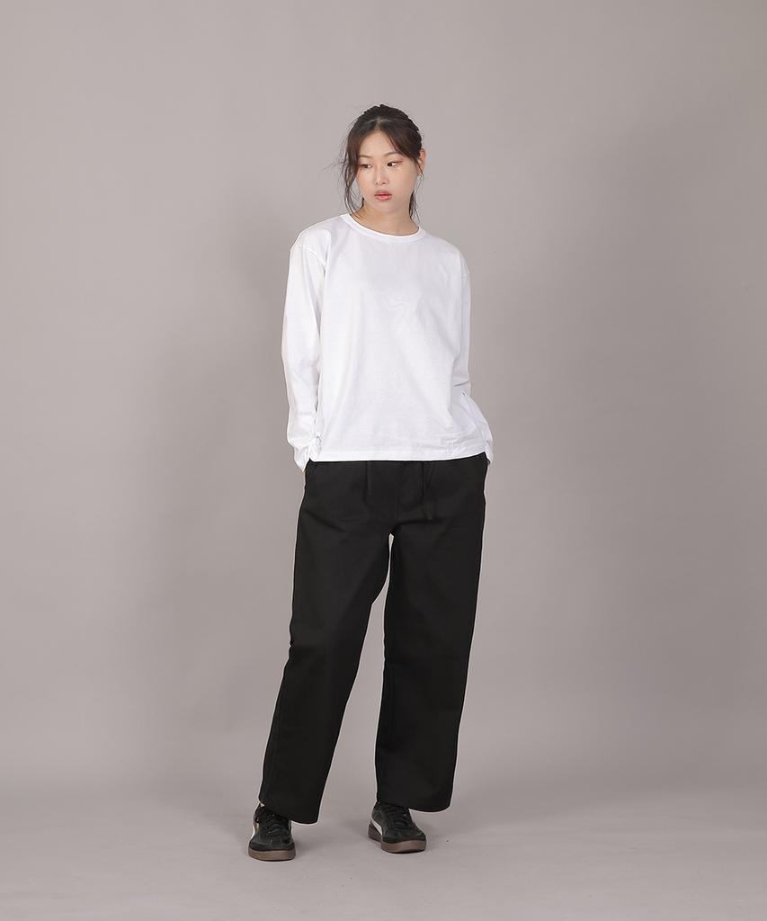 SAINTCREW Pocketless Work Elastic Waist Wide Pants Eww-385 Black