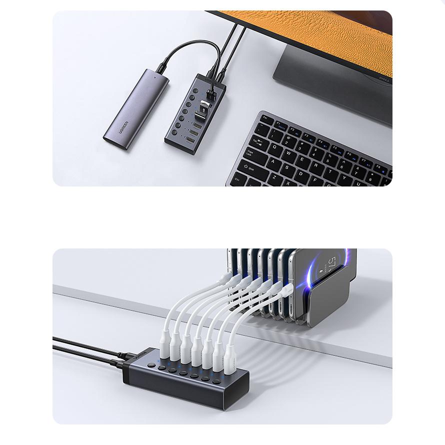 Ugreen 7-Port USB-C Hub with Power Delivery & Slate Gray Finish (CM481)