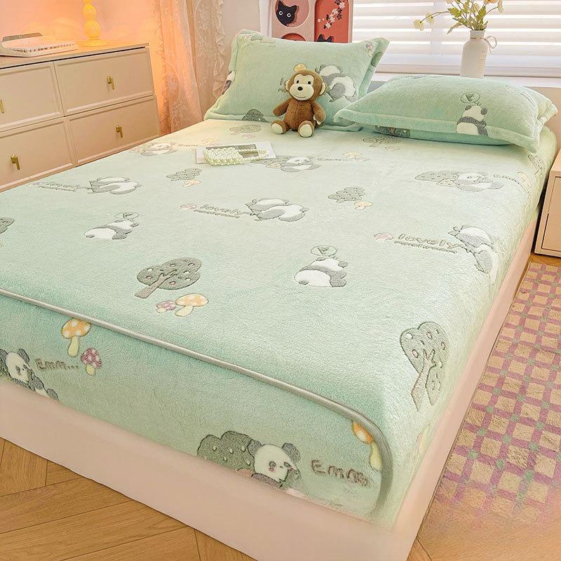 Milk fleece mattress winter thickened Simmons bedspread protective cover fleece non-slip