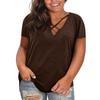 Women Plus Size Casual V Neck Short Sleeve Top Loose Fit Basic Tee Soft Fabric Comfortable Design for Daily Wear