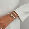 4Pcs/Set New Imitation Pearls Metal Heart Pendant Bracelets Women Fashion Creative Sliver Color Cube Chain Jewelry Gifts