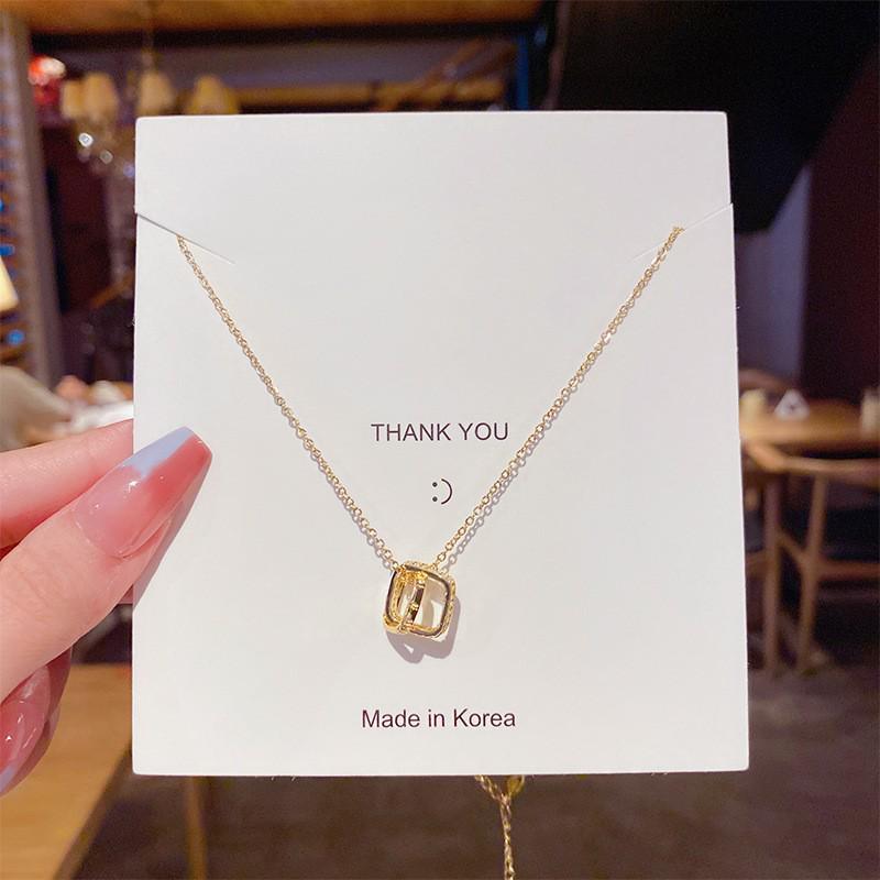 Elegant Zircon Titanium Steel Necklace: Women's Luxury Clavicle Chain with Fashion Pendant