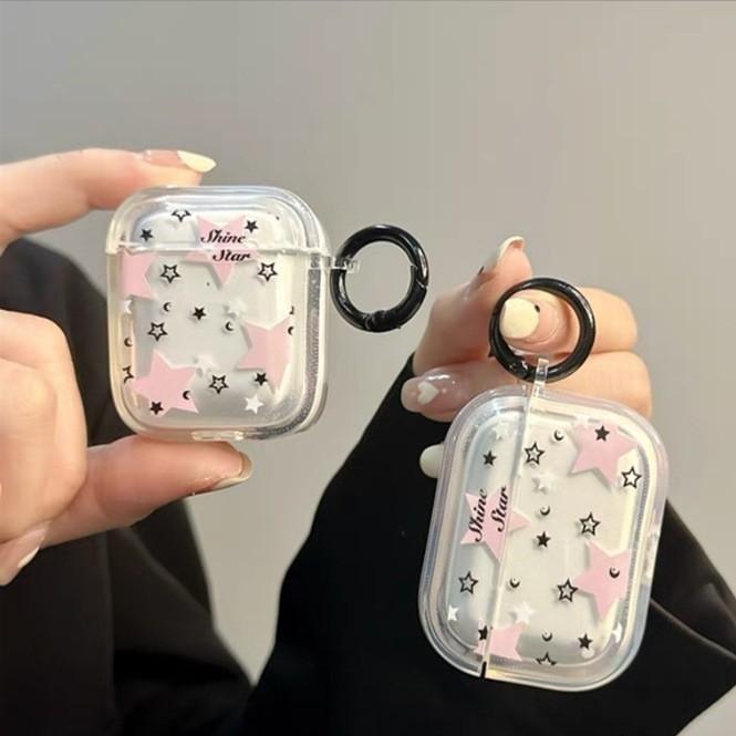Ins simple pink stars for AirPods Pro protective case Bluetooth 1st generation AirPods 1 wireless earphone case
