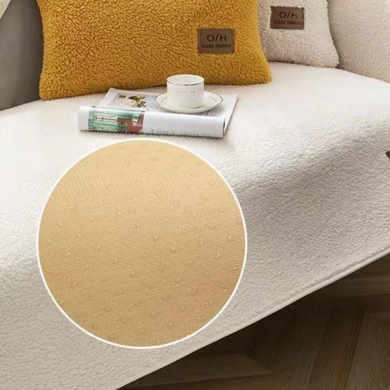 Winter Lamb Wool Sofa Cushion Minimally Thickened Plush Seat Cushion Anti Slip Sofa Cover Living Room Decoration Couch Protective Pad