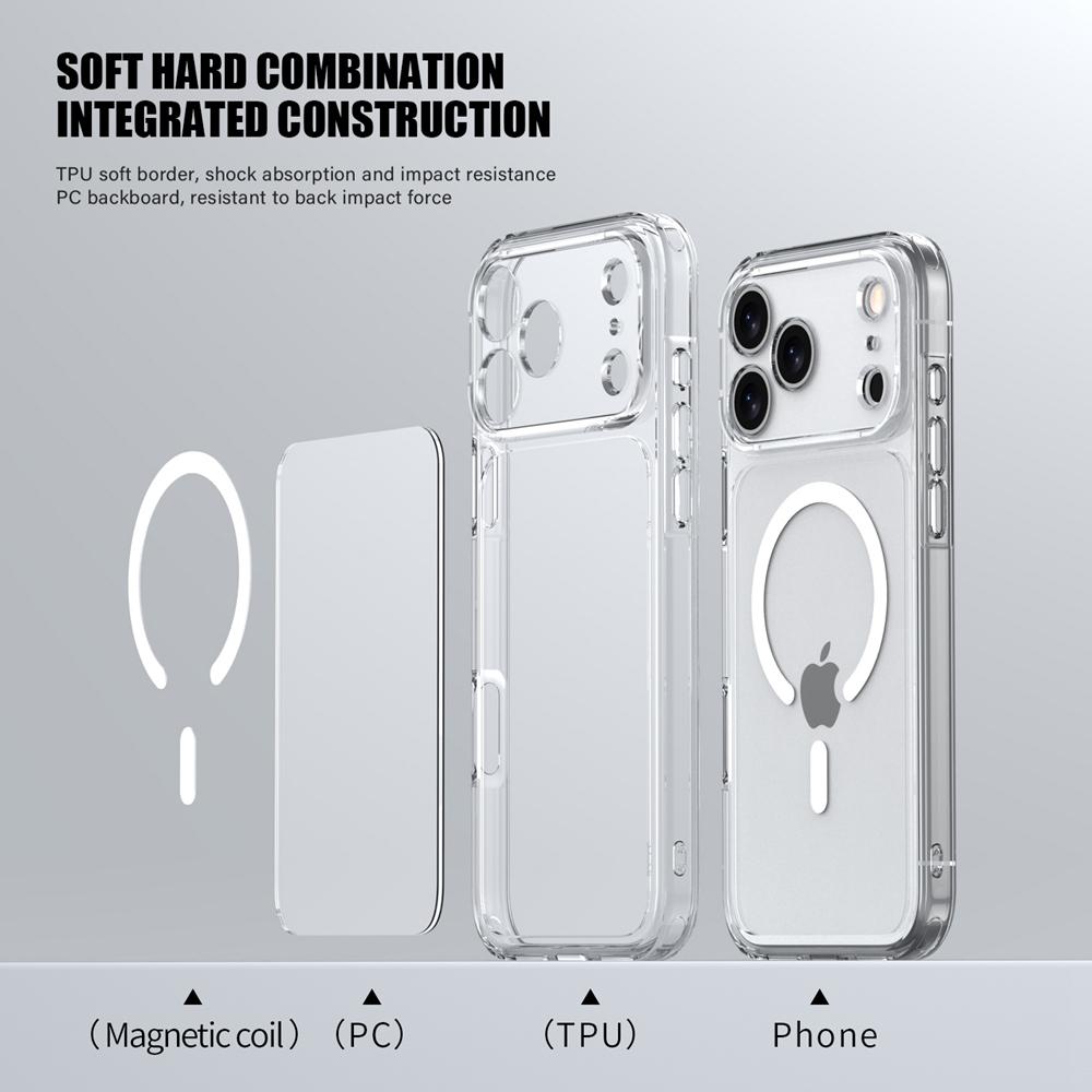 KEYSION Shockproof Transparent Case for MagSafe for iPhone 17 Pro Max Clear TPU+PC Magnetic Wireless Charging Phone Back Cover