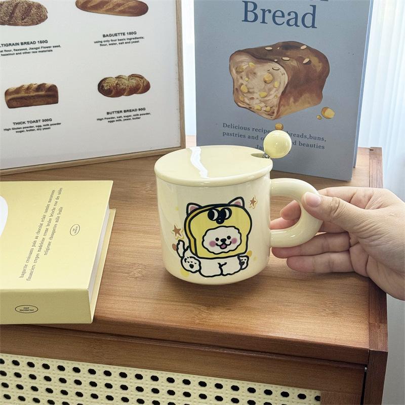 

Милая керамическая кружка в виде щенка-тоста с крышкой-ложкой, практичные подарки на день рождения для друзей, значимые 301-400ml