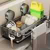 Space Aluminum Sink Drain Rack Punch Free Rag Drainage Rack Suction Cup Dish Sponge Holder Kitchen