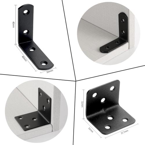 Set of 10 L-Shaped Angle Brackets, 40*40*16mm, 90-Degree Brackets, Corner Braces, Reinforcement Brackets, Joint Brackets, Stainless Steel, Rust-Resist
