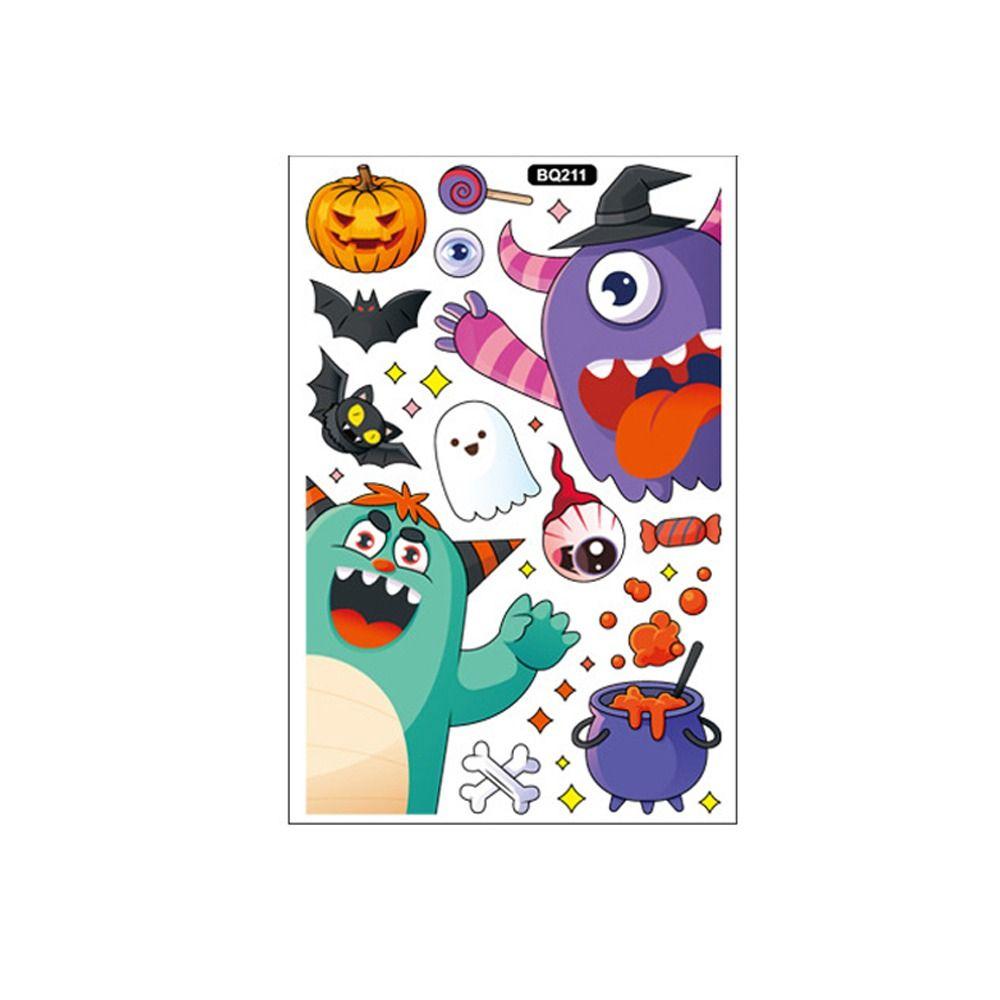 Cute Halloween Window Stickers Witch Bat Pumpkin Skull Self-adhesive Stickers Home Decoration