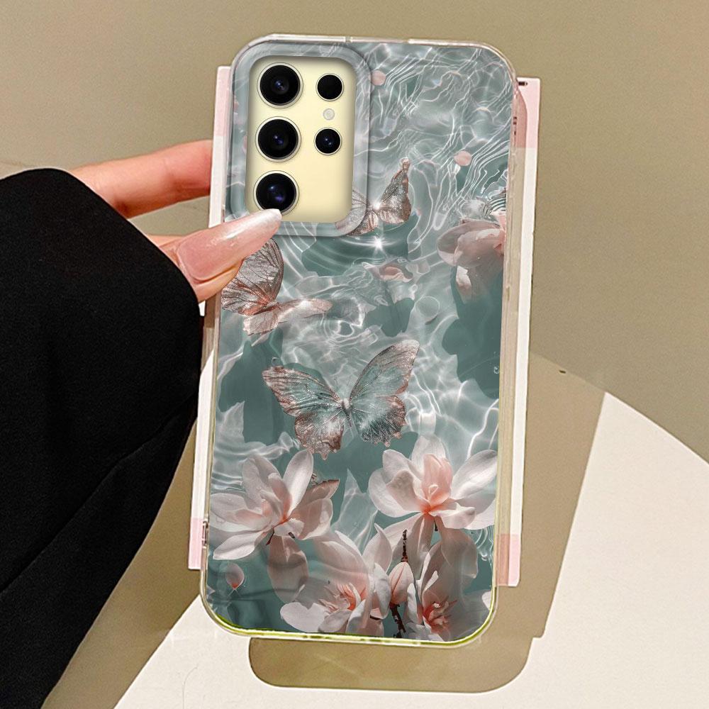 

Чехол для телефона с текстурой «Водяная волна», с бабочками и цветами для девочек, для Samsung Galaxy S25 Edge S24 S23 S22 S21 S20 FE Plus Ultra, чехол-накладка Samsung Galaxy S25FE белый