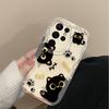 Cartoon Big Eyes Black Cat Case for Samsung Galaxy S25 S24 Ultra S23 S22 S21 S20 Plus FE A56 A36 A26 A17 A07 Soft Silicone Etui