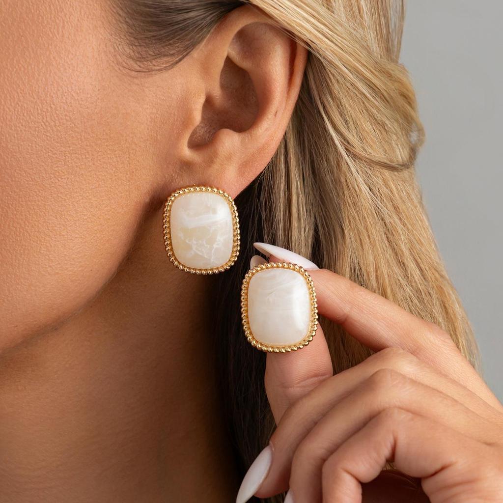 Retro Gradient Resin Geometric Earrings for Women, Luxurious Earrings, Fashionable Jewelry, Party Gifts, Daily Accessories
